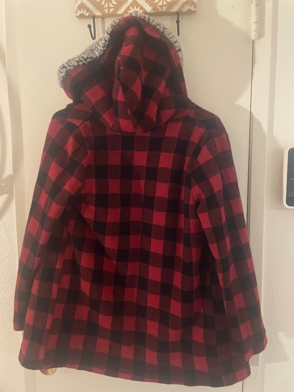 Thread & Supply Buffalo Plaid Sherpa Jacket Hooded Cozy Cabincore Small - Picture 9 of 9